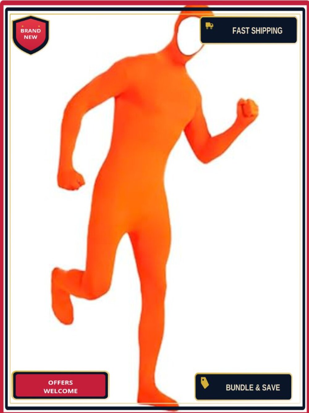 Unisex Spandex Halloween Bodysuit Open Face Back Zipper Cosplay Costume